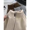 Veste Sweat-shirt en Velours Épais Col Zippé Chaud Décontracté Automne Hiver Style Coréen Navette Polyvalent Femme