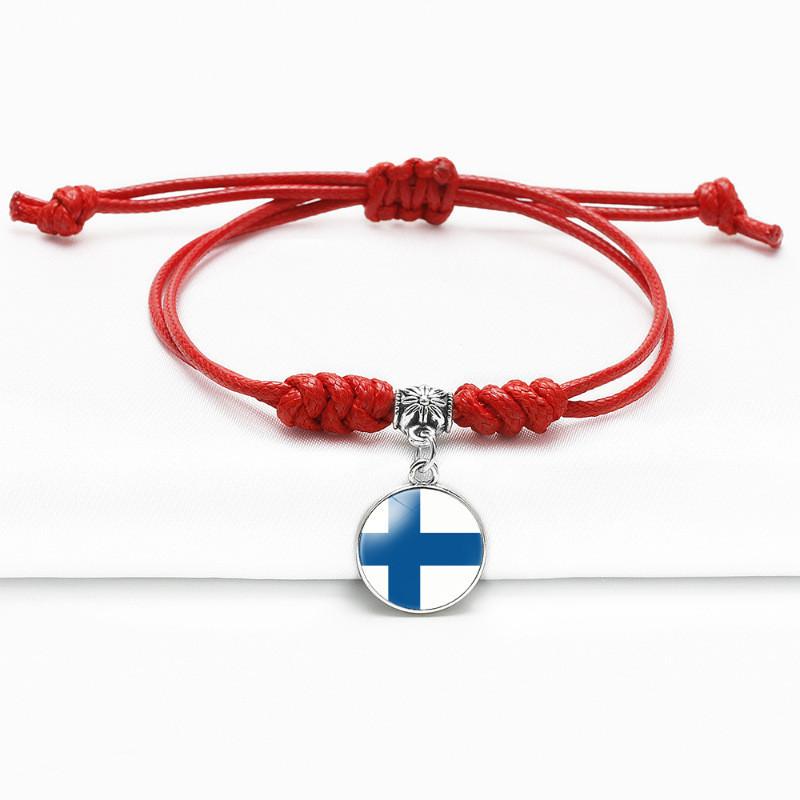 Red Bracelet Trendy With Timeless Gem European Country Flags Unisex Material Mixed
