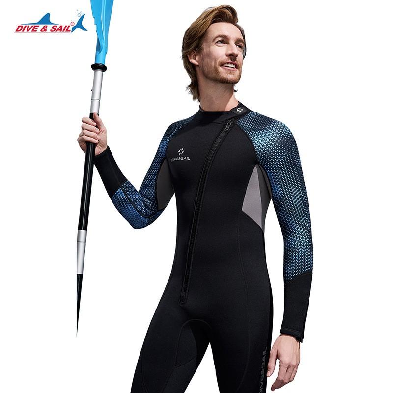 Mens 3mm Neoprene Wetsuit Fullsuit Front Zip Warmth Snorkeling Diving Swimming Surfing