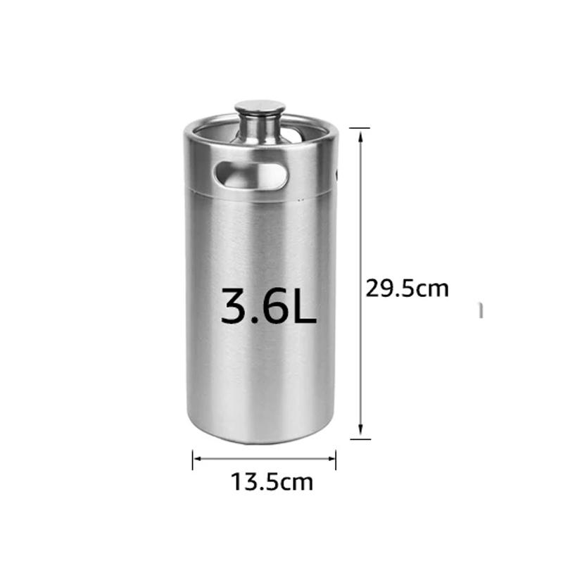 2/3,6/4/5L Growler in Acciaio Inossidabile per Birra, Mini Fusto Growler per Sistema Dispenser Birra Artigianale, Birrificazione Fai da Te