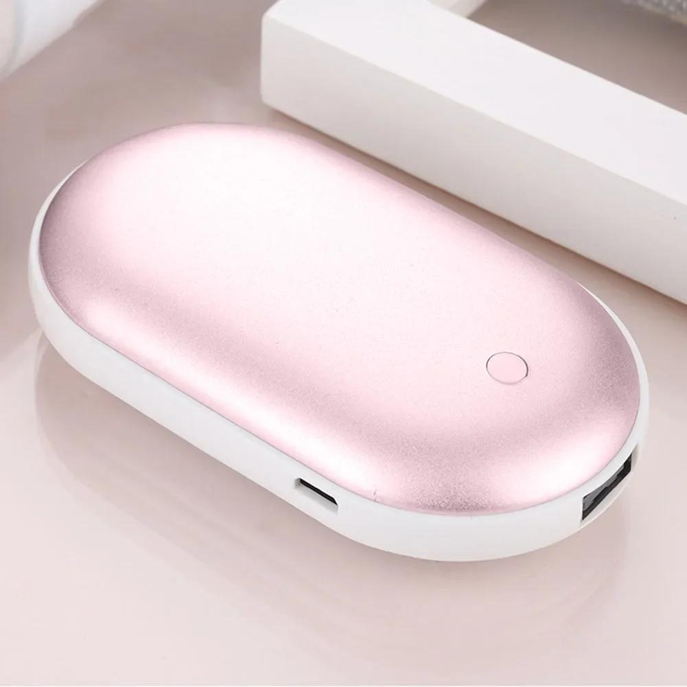 2 In 1 Mini Hand Warmer Portable USB Rechargeable Pocket Hand Warmer Cobblestone 5000mAh Large Capacity Double-sided Quick Heati