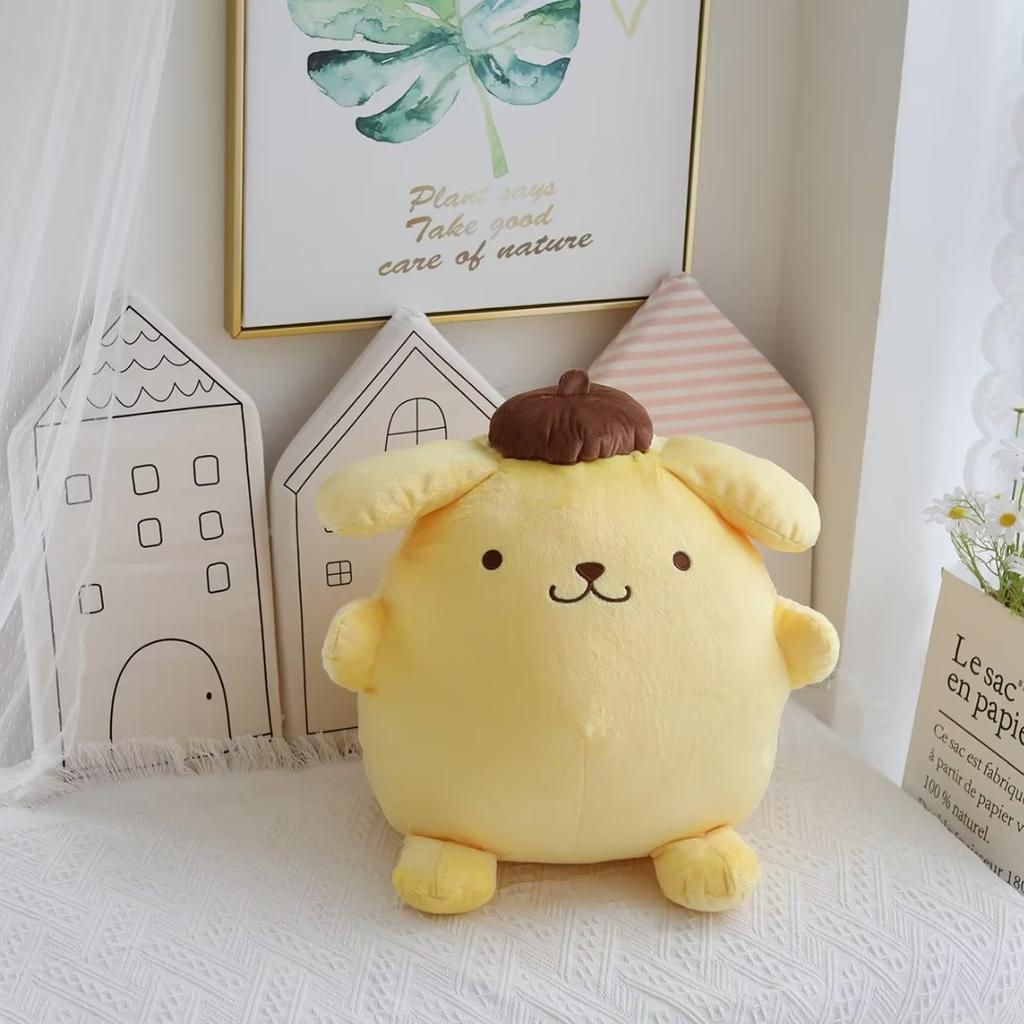 40-50cm Sanrio Pompompurin Stuffed Plush Toys Big Size Lovely Pillow Gift Kids Super Soft Pom Pom Purin Plushie Doll Room Decor