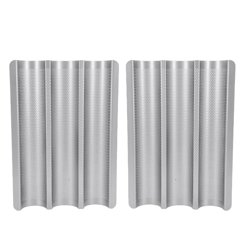 2PCS Nonstick Baguette Baking Pan Three Channel Bread Baking Tray Commercial Bakery