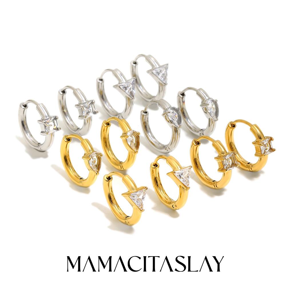 MamacitaSlay 316L Stainless Steel Zircon Hoop Earrings 18K Gold Plated Waterproof Simple Jewelry Women's DIY Earrings 2026 Gifts