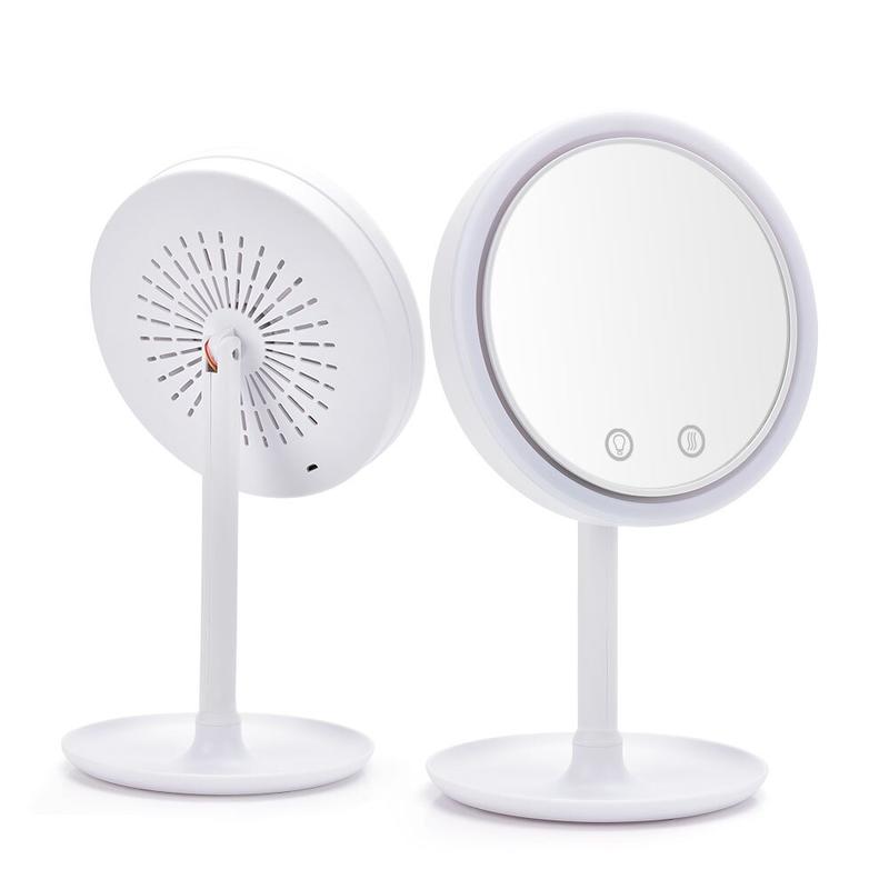 Cosmetic Mirror with Fan 3 In 1 LED Make MirrorMagnifying Mirror 180 Degree Rotation Removable Table Mirror Home Travel | Bath Mirror