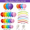 130-Piece Rainbow Balloon Wreath Set Multi-Color Size Carnival Candy Themed Birthday Party Decoration