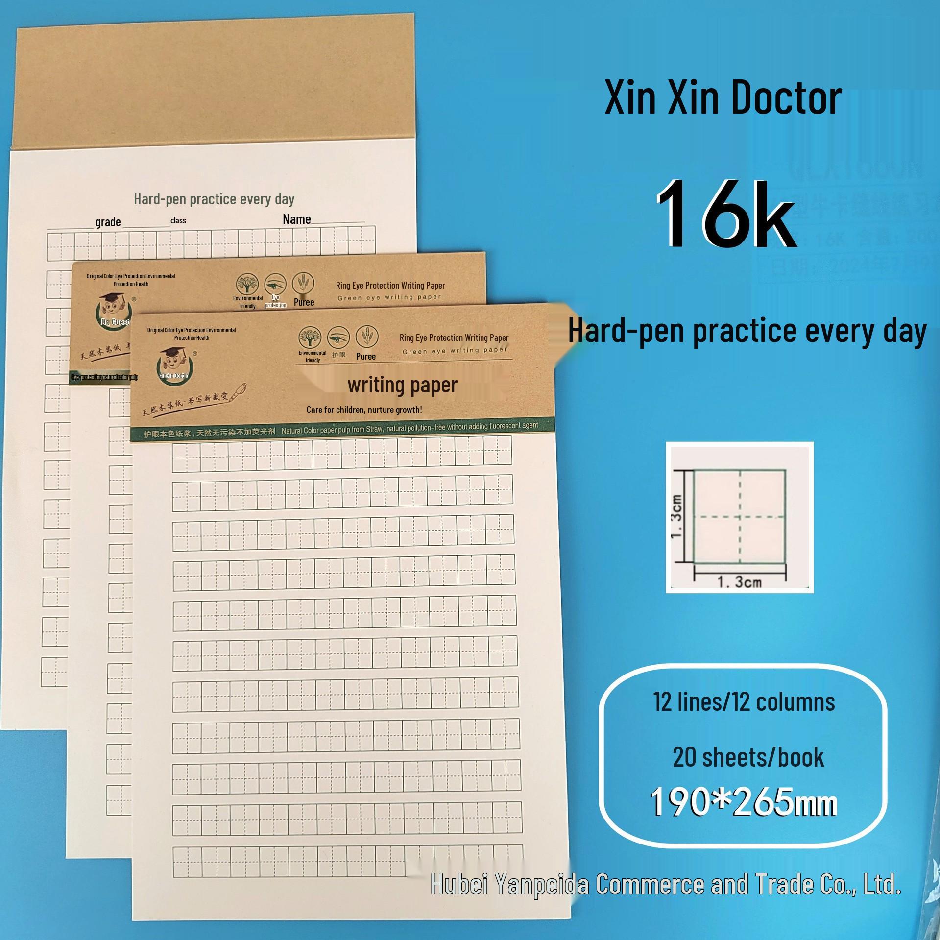 16K Hard Pen Calligraphy Practice Book: Daily Pinyin Copy, Rice Character Field Grid for Students