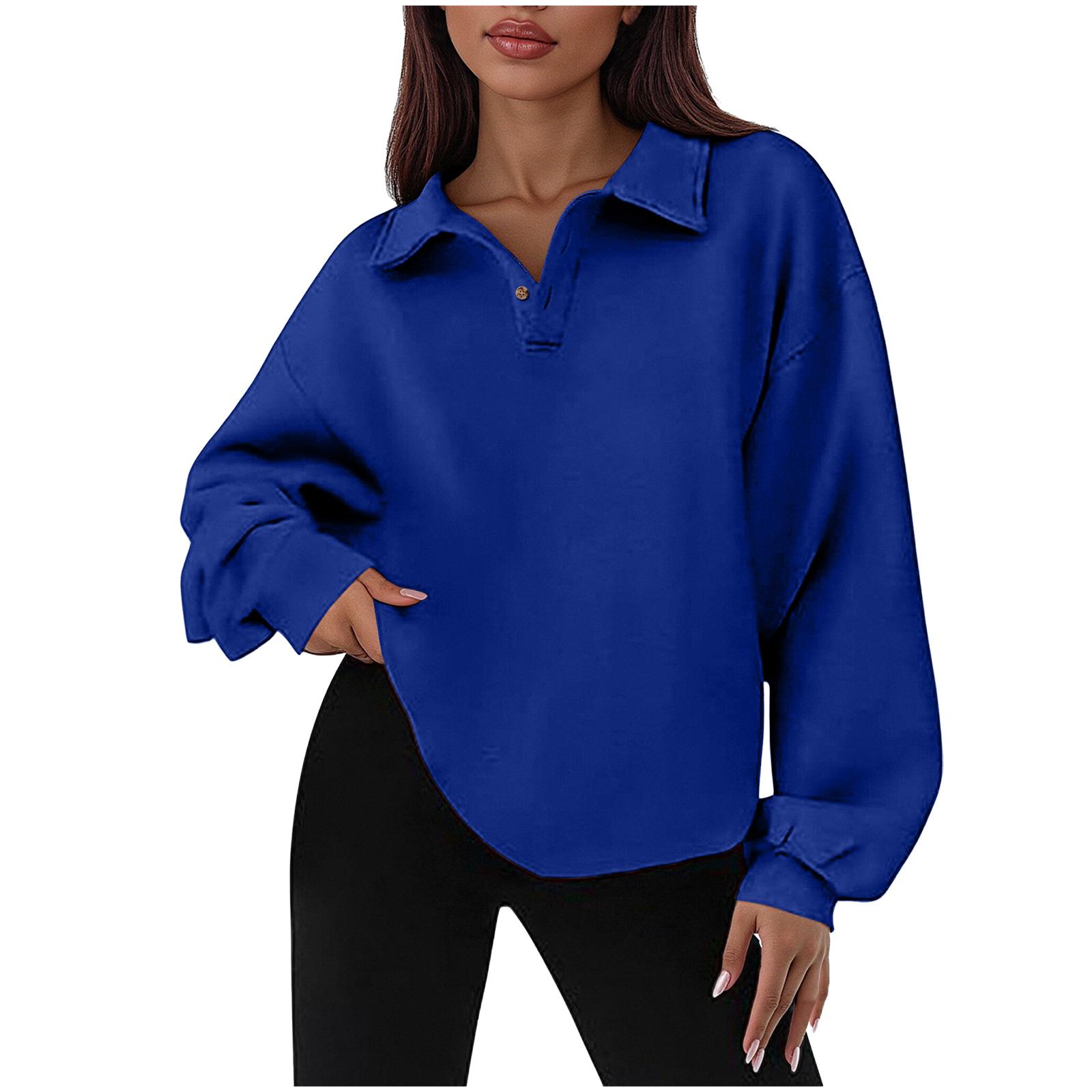 

Women s Fashion Vintage Button-Down Collar Casual Solid-Color Long-Sleeve Top S