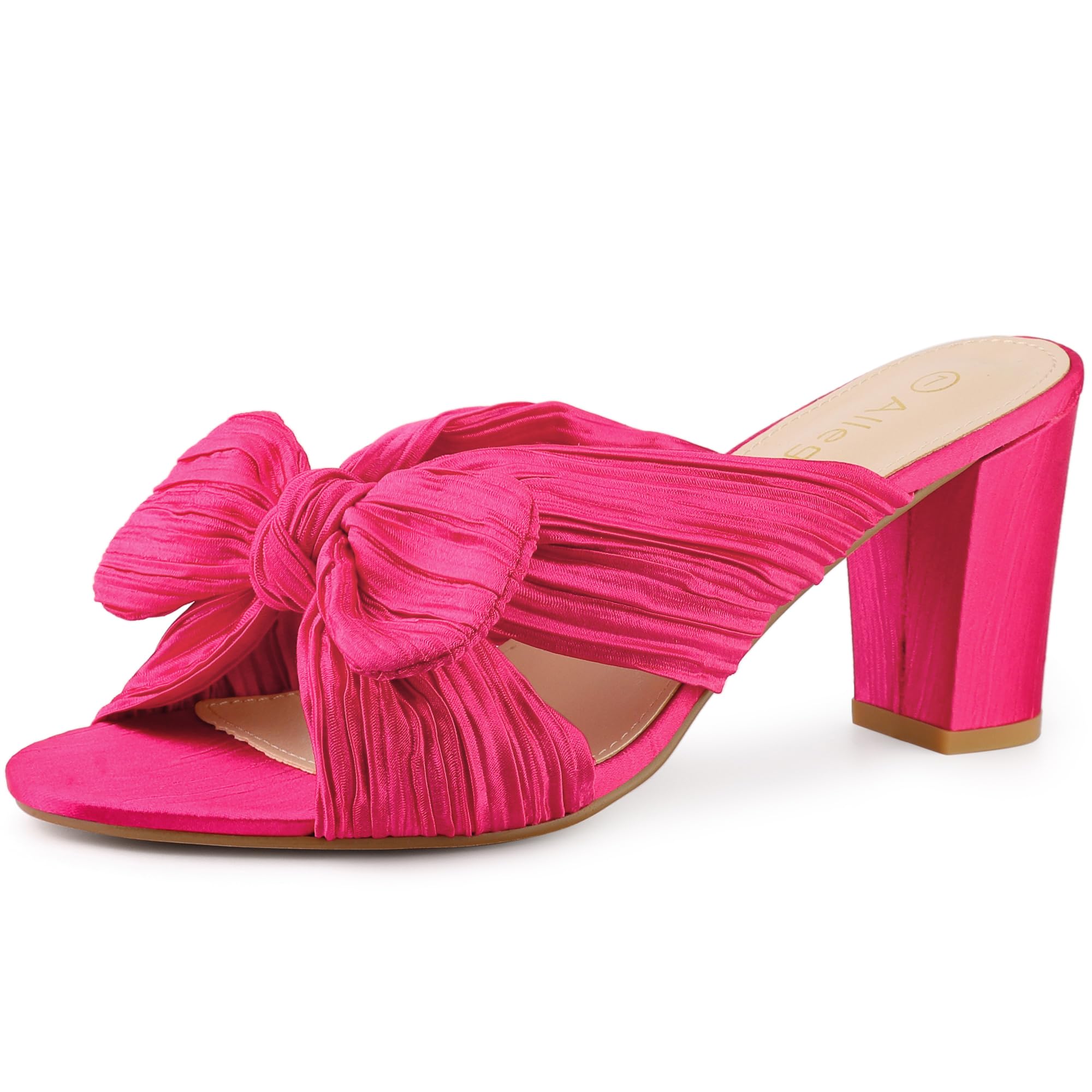 

Allegra K Women s Slide Sandals with Chunky Heel and Bow, Hot Pink, Size 25.5cm
