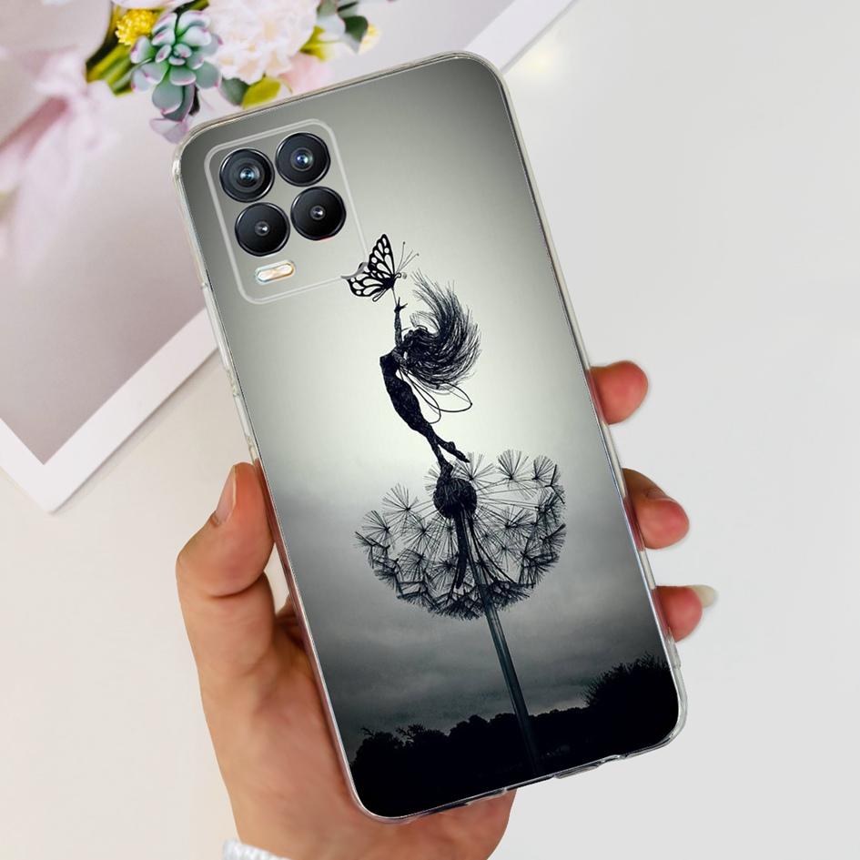 For Realme 8 Pro Case Fashion Flower Love Heart Soft Silicone Clear Cover For Realme 8 5G RMX3241 Funda on Realme8 RMX3085 Coque