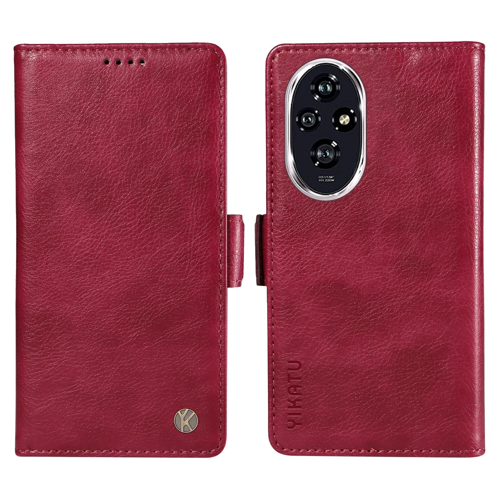 

YIKATU YK-007 For Honor 200 5G Stand Phone Case PU Leather Anti-Drop Wallet Cover Wine Red