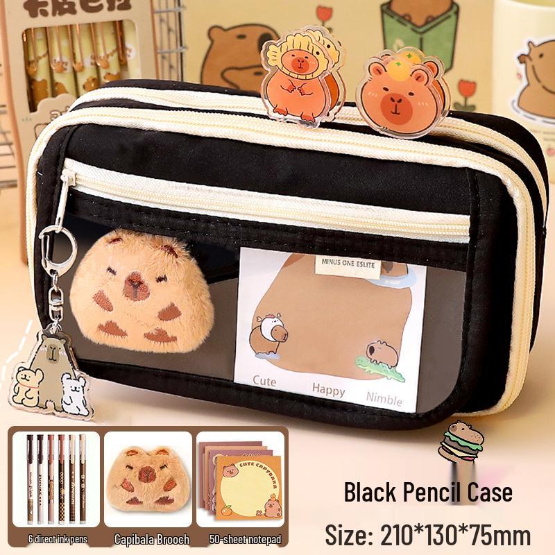 Piórnik Kapibara, Design 2024, Duża Pojemność, Unisex, dla Uczniów Szkolnych, Modna i Praktyczna Torba na Artykuły Papiernicze.