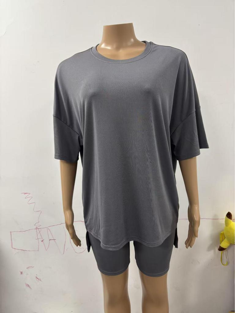 2025 Summer Women's Fashion Loose Solid Color Casual Pajama Set