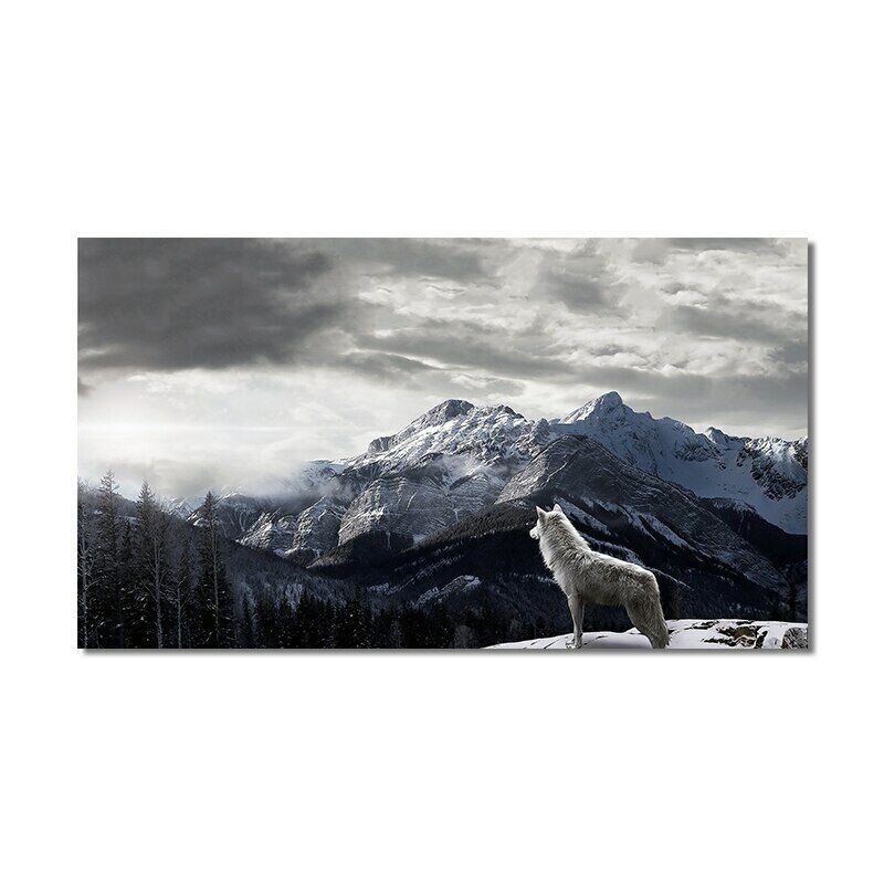 Canvas Painting Snow Mountain Cool Wolf Poster Wall Art Picture Wall Decor Prints Art For Living Room Home Decor Frameless Gifts