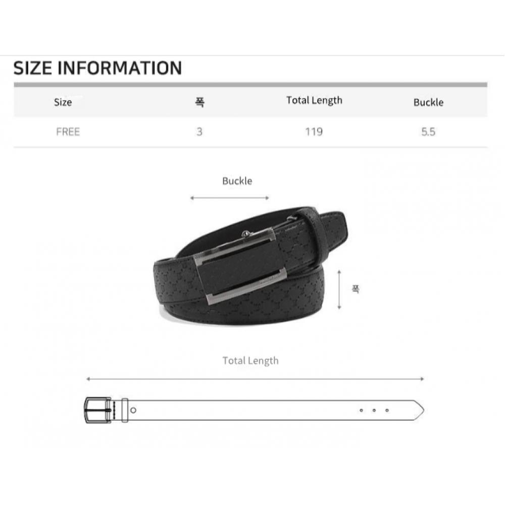 Benovero Leather Black Satin Logo Automatic Belt Bmg1acb1232k1