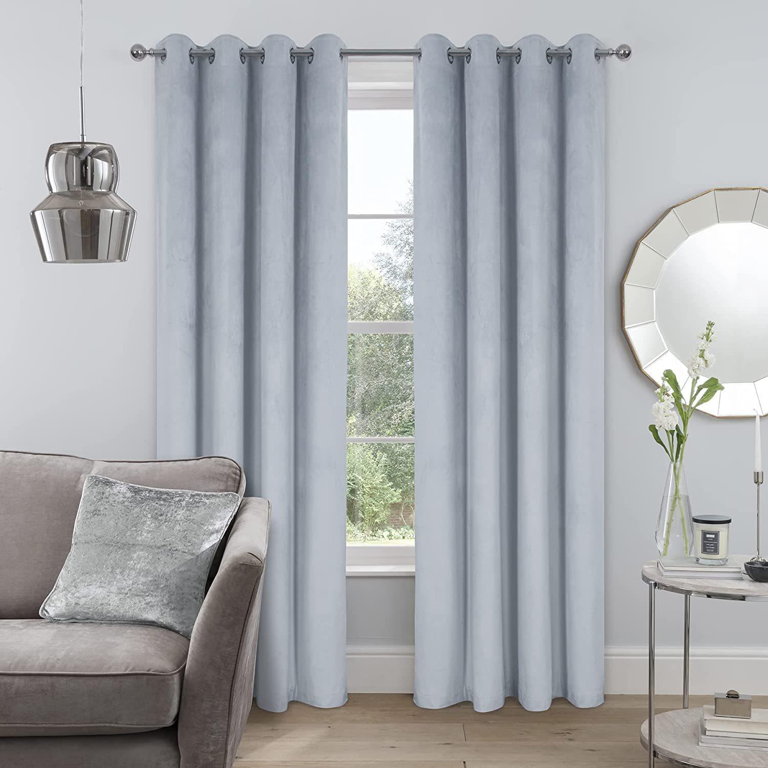 

Velvet Blackout Curtains with Grommets for Bedroom Living Room width 1m * height 1.4m світло-сірий колір