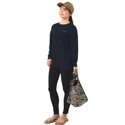 Amphibious Fitness Swimsuit Rash Long Sleeve and Size Large Women's Set, Guard, T-Shirt, Leggings, 343060, Black,