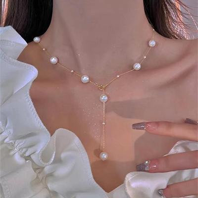 Elegante, vielseitig tragbare Perlenkette für Damen – leichter Luxus, Nischendesign, hochwertig, frisch, süß, einfach und modisch