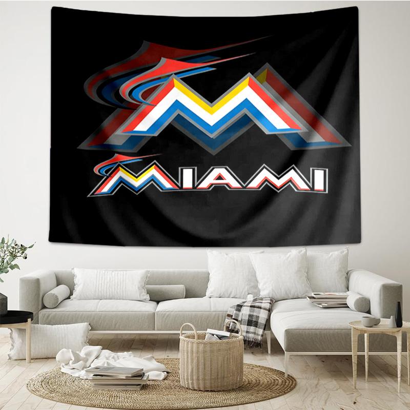 Marlins Team Logo Art Quick-Dry Tapestry Hanging for Bedroom,Livingroom, Playroom,Decor Art Room Wall Tapestry Holiday and Birthday Gifts