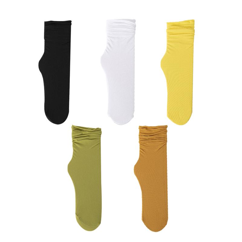 1/5 Pairs Ladies Ice Silk Socks Summer Ultra Thin Cool Socks Candy Sweet Breathable Socks Women's Socks