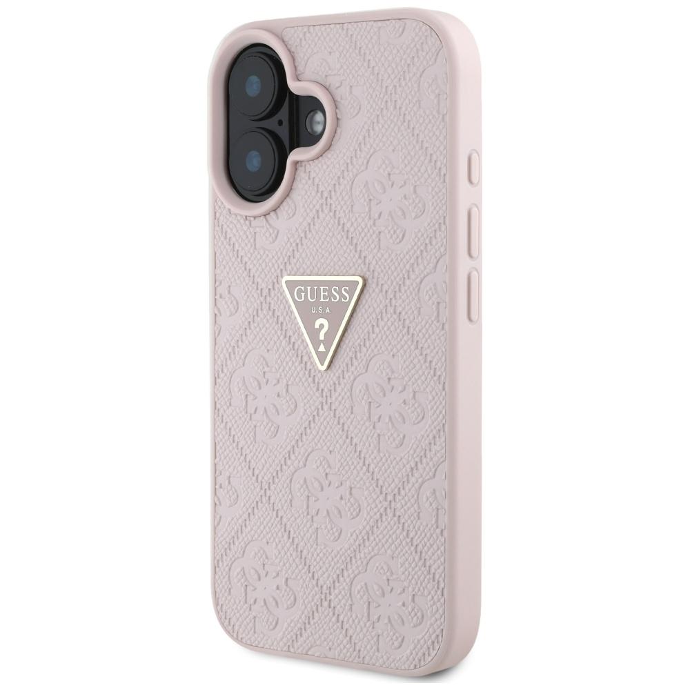 Etui Guess Hot Stamp 4G Pattern Triangle Metal Logo Do Iphone 16 Różowy