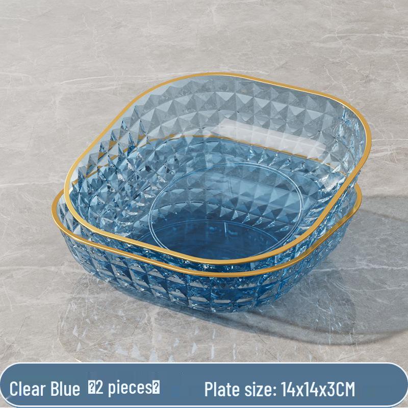 Transparent Gold Rim Fish Bone Dish Holder Set, Easy To Clean, Multipurpose for Living Room