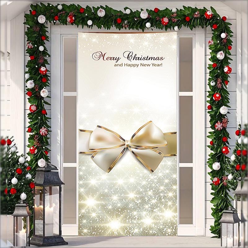 Stretch Fabric Christmas Door Tapestry - Santa Claus Gift Background for Holiday Parties