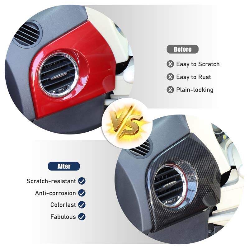 Fot Fiat 500 2007-2015 Real Carbon Fiber Car Driver Side Dashboard Air Outlet Decorative Panel Sticker Car Interior Accessories