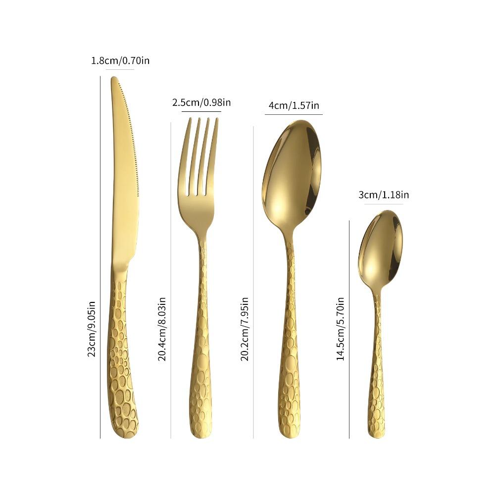 4/6/16/24 szt. Złoty zestaw sztućców ze stali nierdzewnej, rodzinny zestaw sztućców odpowiedni do zachodnich noży do steków, widelców i łyżek