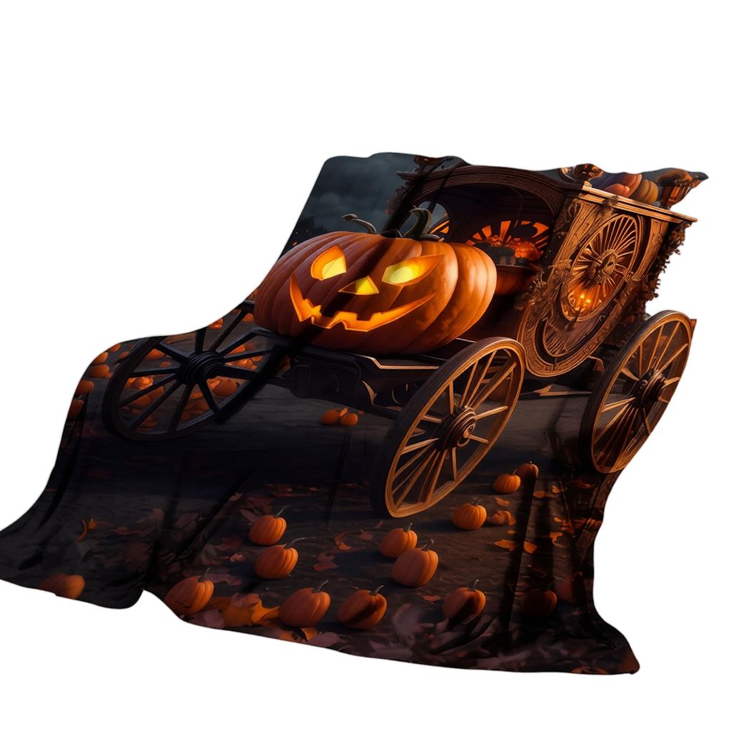 Scary Halloween Flannel Blanket, Cozy Soft Throw for Couch and Bed, Holiday Decor