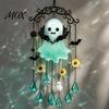 Alloy Chain Wind Chime Halloween Ghost Decoration, Vintage Sun Catcher with Faux Crystal Hanging Ornament Drops Tassels, Acrylic for Holiday