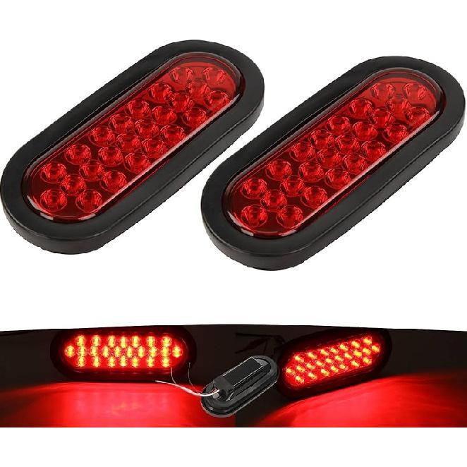 NEW SUN 6 Inch Oval LED Trailer Lights - 21 LED Ultra Bright Tail Light Kit With Surface Mount Grommets, Watertight 3-Prong Plug Reverse IP 67
