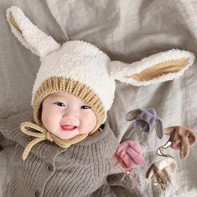 Niedliche Winter-Babymütze Hase Bärenohren Warm Plüsch Baby Junge Mädchen Mütze Beanie Einfarbig Kleinkind Kinder Ohrenklappen Mütze für Neugeborene