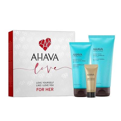 AHAVA Kit for Her SeaKissed Mineral Hand Cream SeaKissed Shower Gel 24K Gold Mud Mask Included, 1 Piece