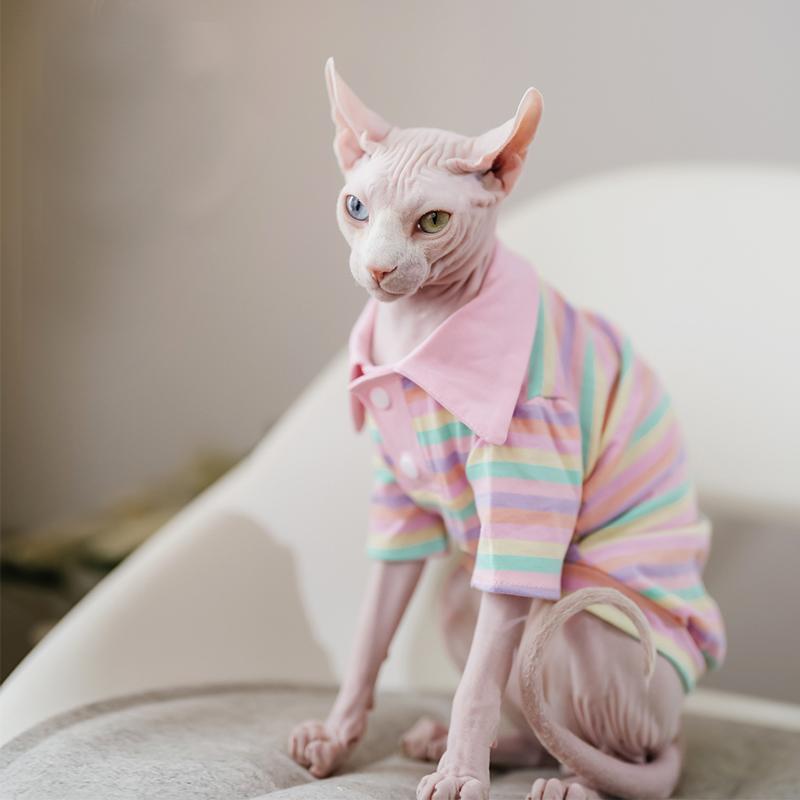 Summer Cotton Pet Cat Clothes for Cats Gotas Mascotas Clothing Sweet Stripe Puppy Sphynx Cat Katten Vest Shirt Ubranie Dla Kota