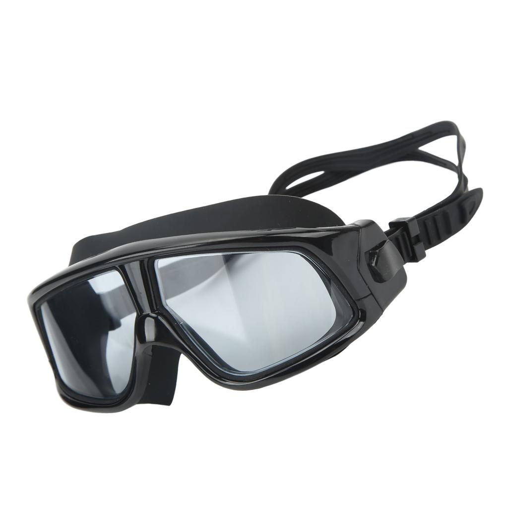 Swimming Goggles Prevent Fog UV Protection Wide View Diving Glasses with Storage Case for Adults Black