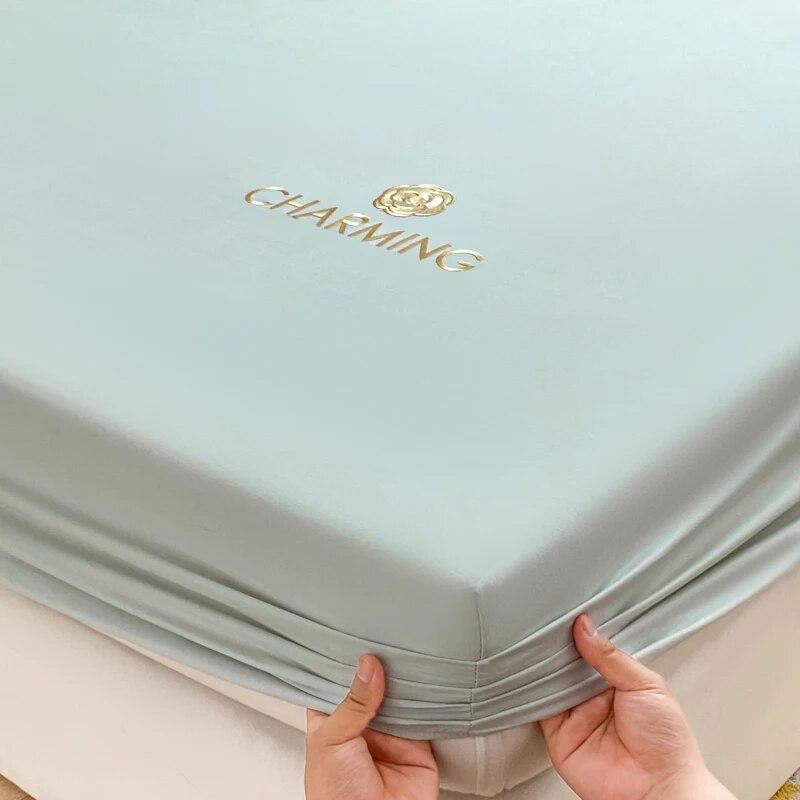 Spannbettlaken, luxuriöser Matratzenbezug aus ägyptischer Baumwolle, bestickte Tagesdecken, elastische Bettwäsche, weiches Bettlaken, kein Kissenbezug