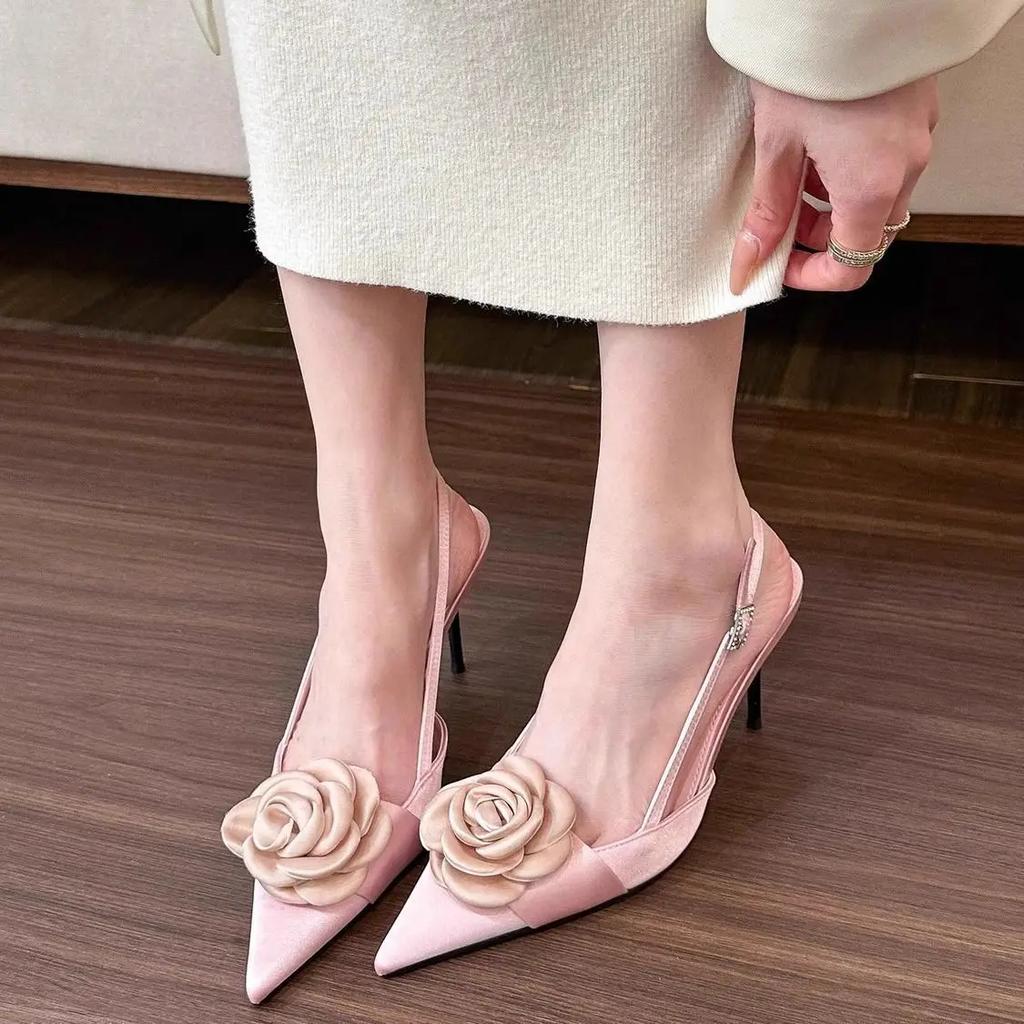 Fashion Flowers Thin Heels Sandals for Women The Best 2025 Luxury High Quality Trend Comfortable and Elegant Daily Woman Shoes Wholesale