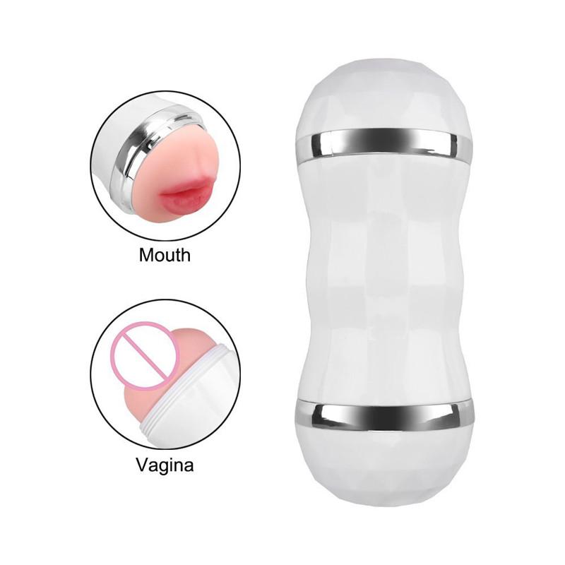 Mannlig onanikopp Ekte vagina og munn Realistisk selvoppvarming Automatisk onanisugekopp vaginavibrator sexleketøy