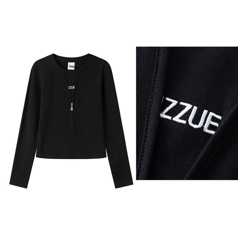 Izzue IT Women's Casual Half-Zip Long-Sleeve T-Shirt