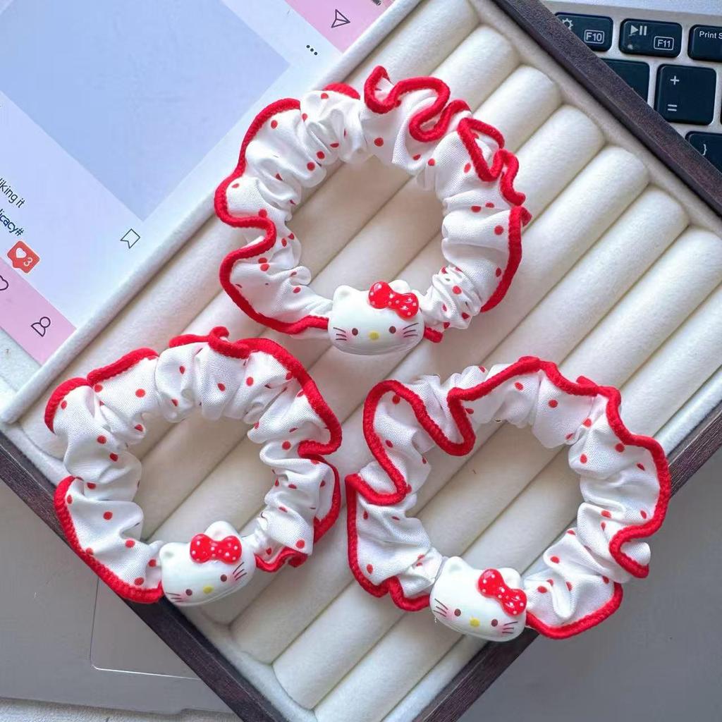 KT Roter Rand Hohe Elastizität Haargummi Scrunchie für Mädchen