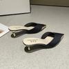 Fashion Leisure Pumps Sandals Female Office Career Thin High Heels Pointed Toe Shoes for Women Leather Slip On Summer Sandals