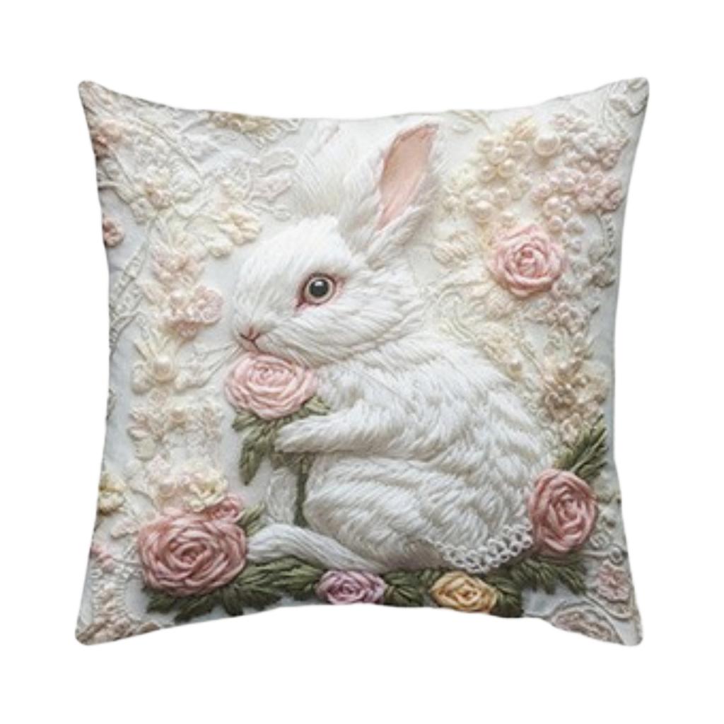 Imitation 3D Rabbits Pillow Cover For Holiday Decoration, Living Room Sofa Cushion, Pillowcase (without Core)