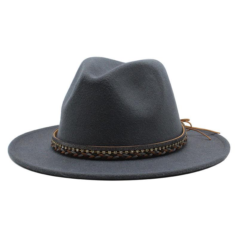 Wish Ethnic Minority Style Men And Women Couple Big Edge Jazz Hat Wool Top Hat