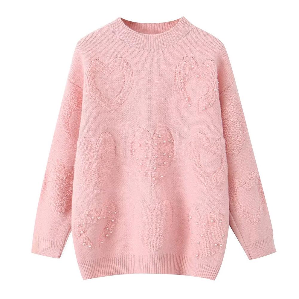 

Женский пуловер PB&ZA с жаккардовым узором в виде сердца и бисером - Коллекция Осень/Зима 2024 Small