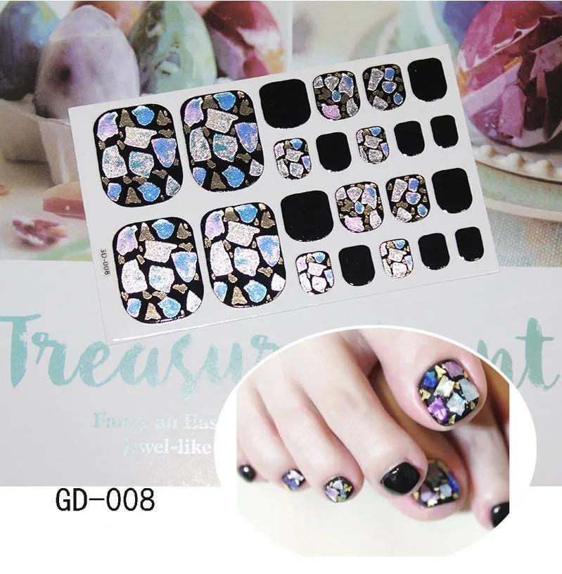 22 Tips Summer Hot Stamping Laser New Manicure Sticker Foot Nail Sticker