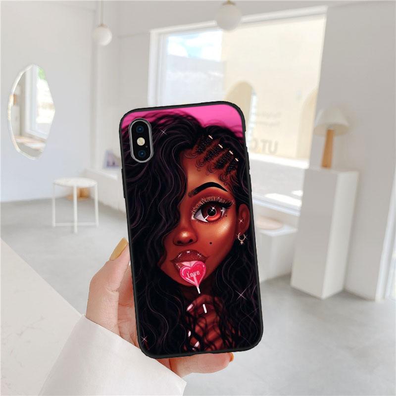 CJ88 Poppin Black Girl Soft Shell Phone Case for Xiaomi Poco C40 C50 C51 C55 C65 C71 C75 F3 F5 F6 F7 M2 M3 Pro Ultra