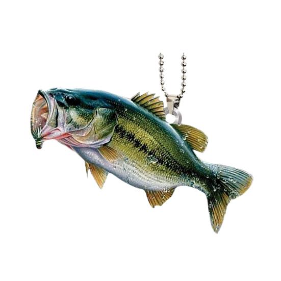 Kreativ Fisk Bil Hengende Anheng 2D Flat Akryl Bakspeil Ornament Festlig