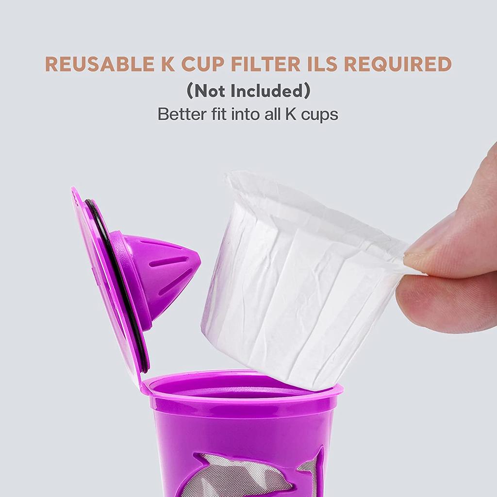 i Cafilas [FP] Disposable Paper Coffee Filters Cups Compatible for K Series Pods Coffee Machine(100 Filters) (White Wood)