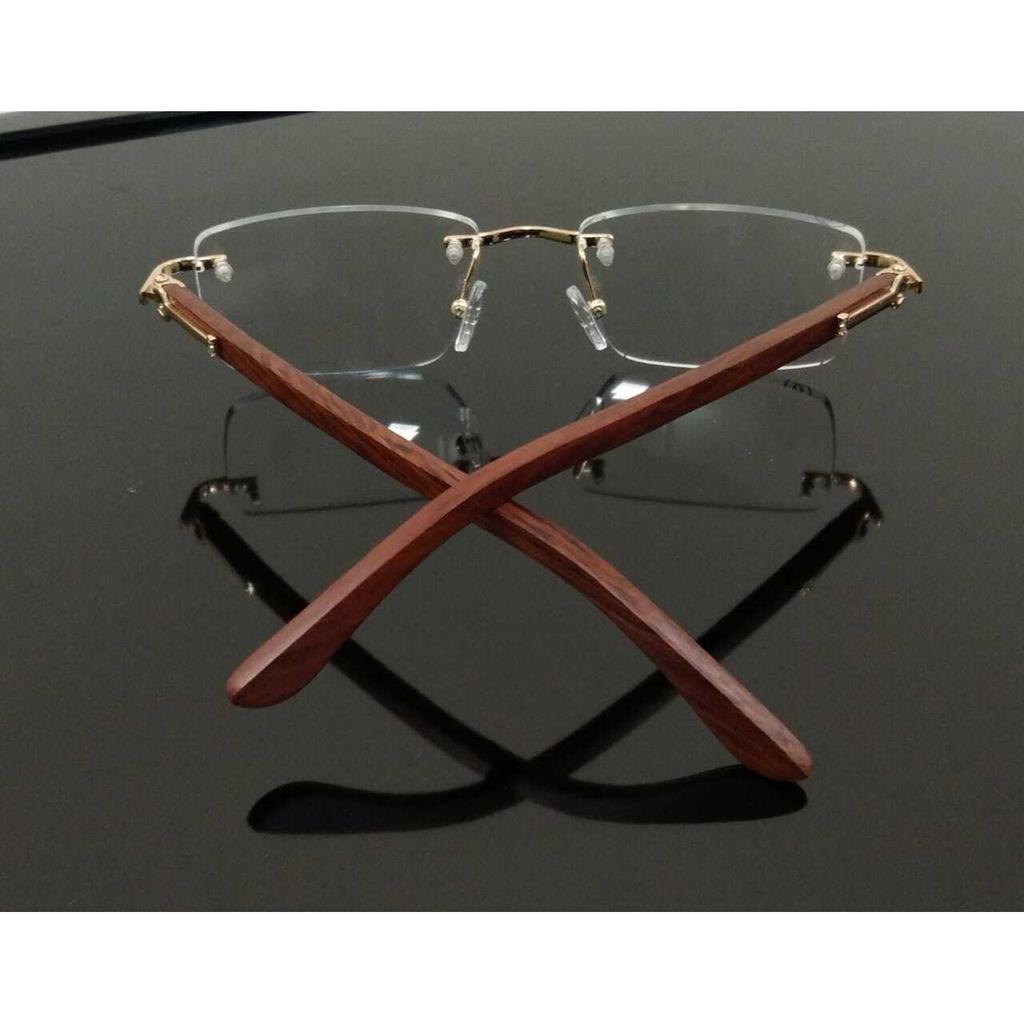 RSINC Holz -RAHMENLOS HOLZ-STAHL Braun finish Brillen Fassungen Größe 56-16-140 JL286093829994